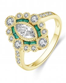 MARQUISE STYLE EMERALD DIAMOND RING (TR4223)